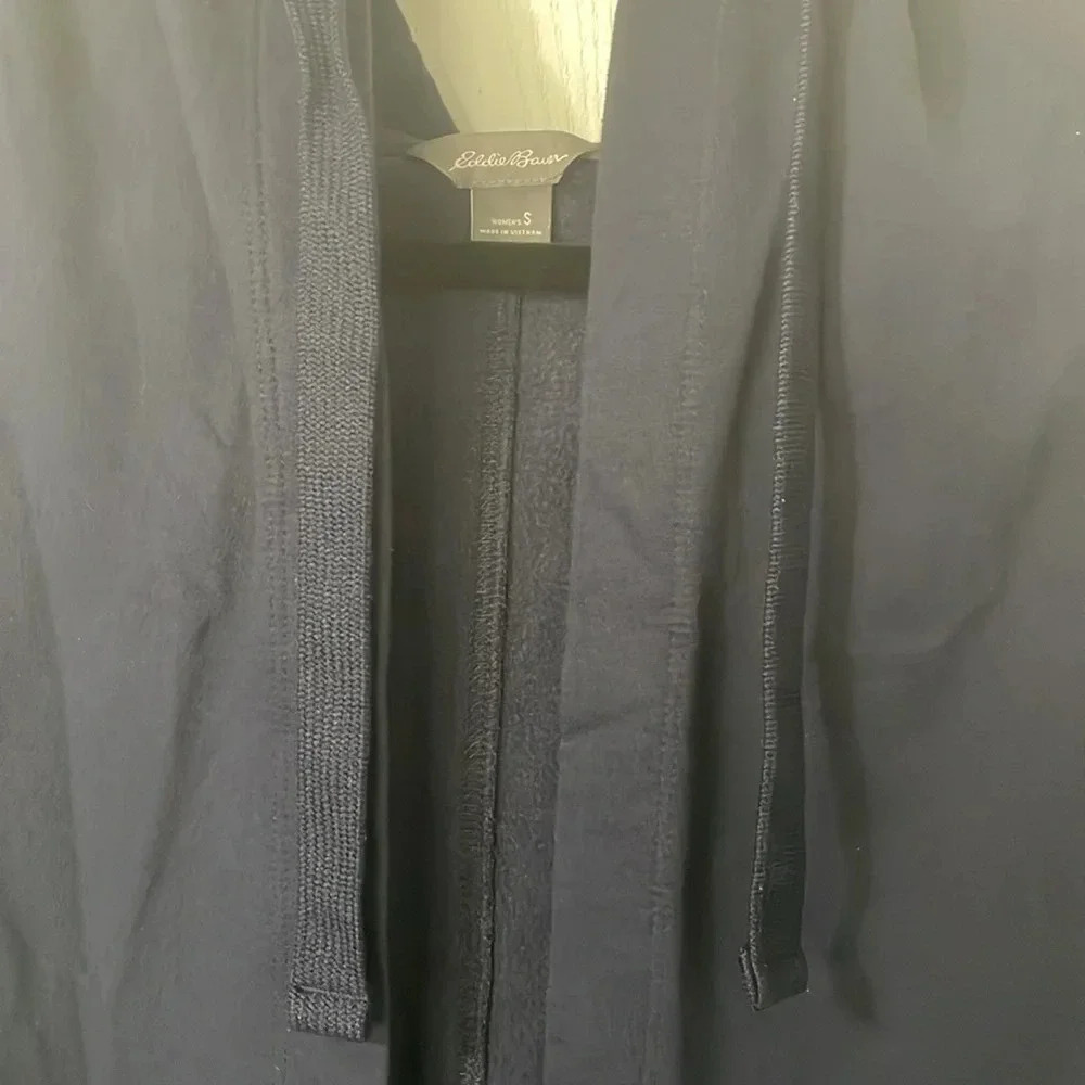 đ°Eddie Bauer navy sweater cardigan with pockets and hood oversized size small - Picture 4 of 8